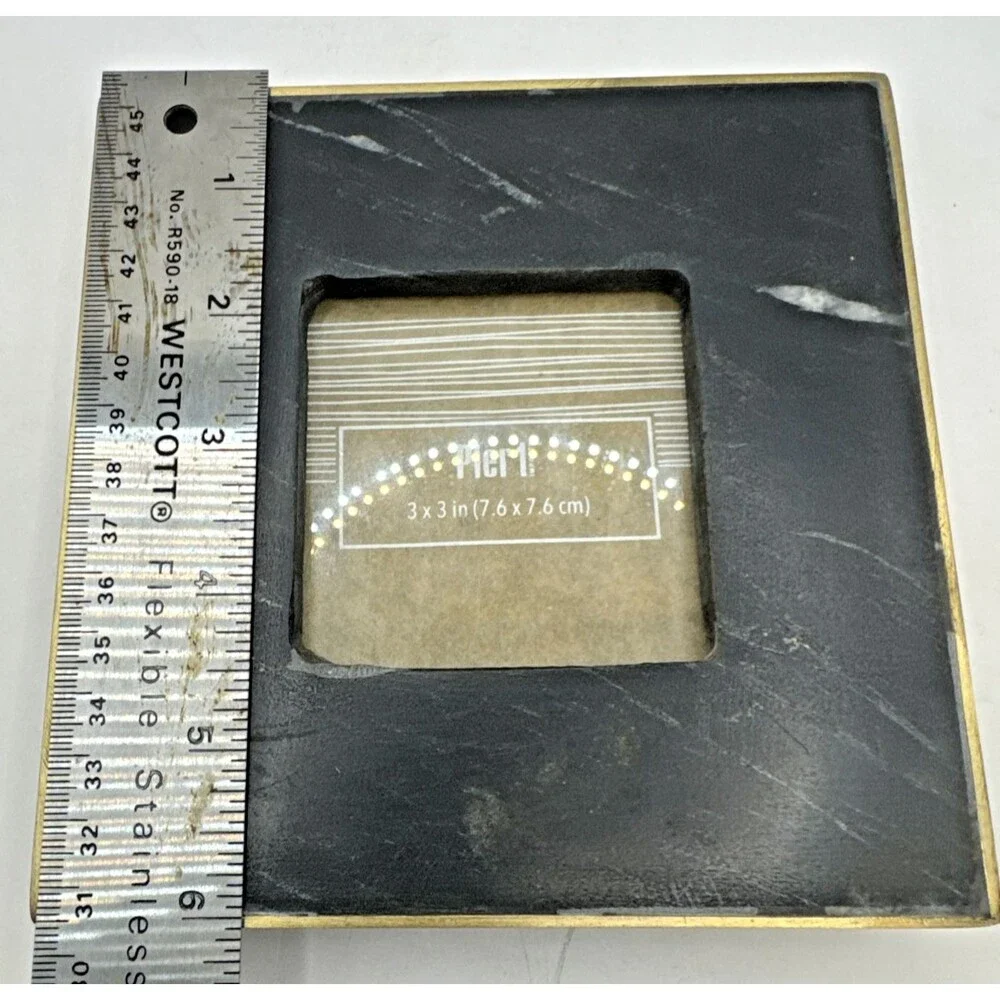Pier One 1 black and white Grey Marble and Brass boarder Picture Frames 6x6 3x3